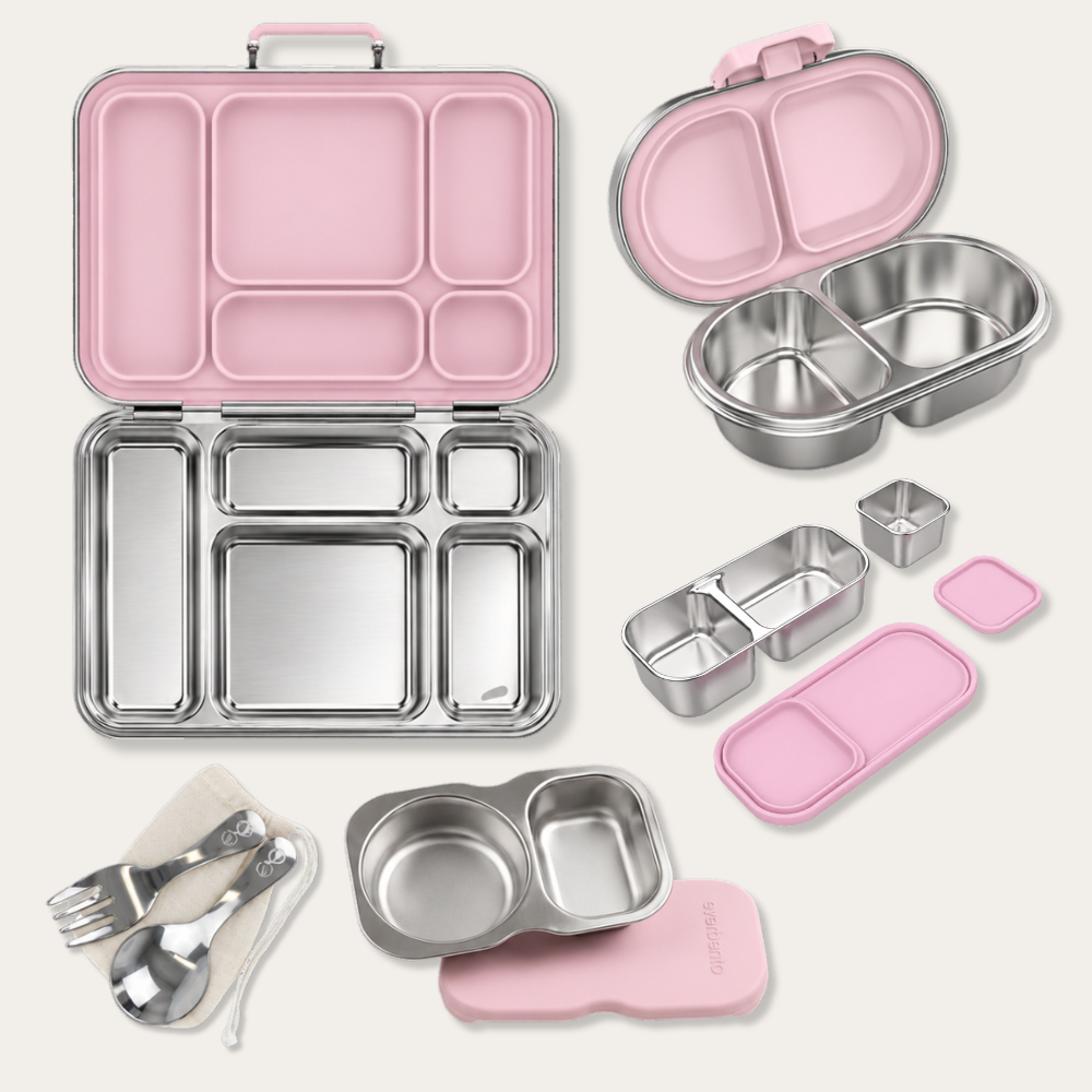 EverBento Ultimate Stainless Steel Bento Bundle - Posie Pink