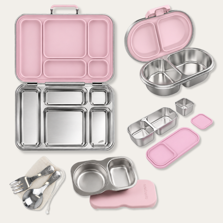 EverBento Ultimate Stainless Steel Bento Bundle - Posie Pink