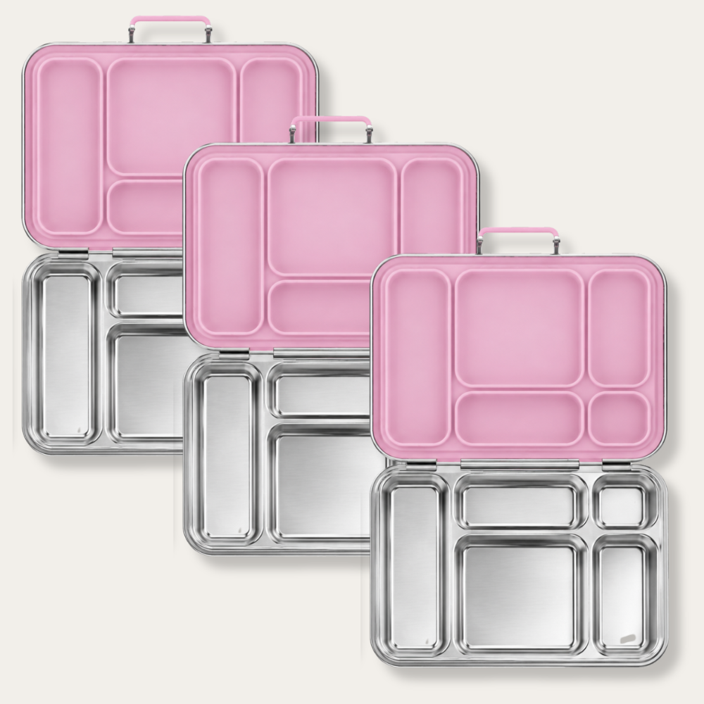 EverBento Classic Stainless Steel & Silicone Bento 3pk Bundle - Posie Pink