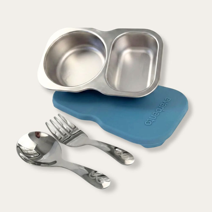 EverBento Stainless Steel DipDuo + Cutlery Bundle - Bluebell Blue