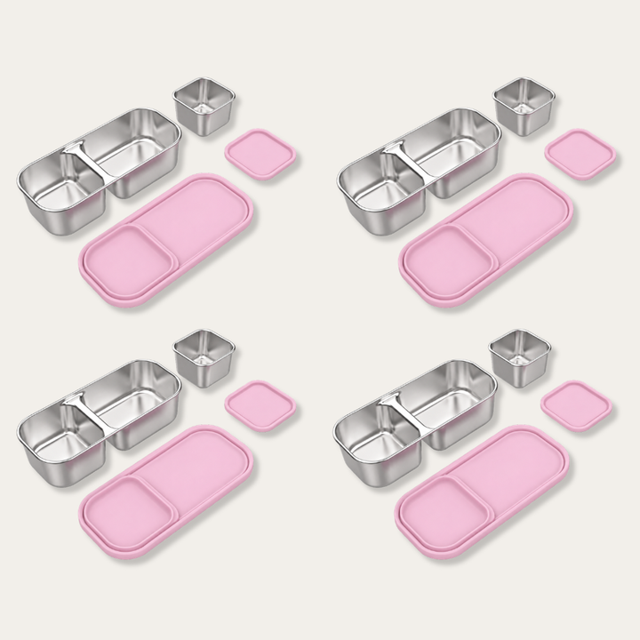 EverBento Stainless Steel & Silicone Dip Pot Set 4pk Bundle - Posie Pink
