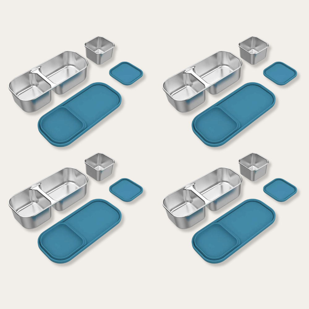EverBento Stainless Steel & Silicone Dip Pot Set 4pk Bundle - Bluebell Blue