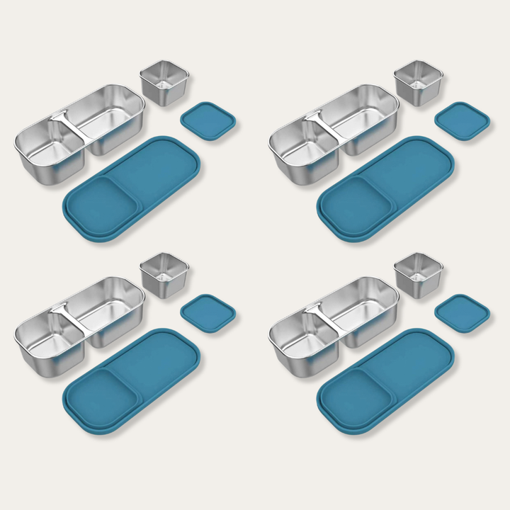 EverBento Stainless Steel & Silicone Dip Pot Set 4pk Bundle - Bluebell Blue