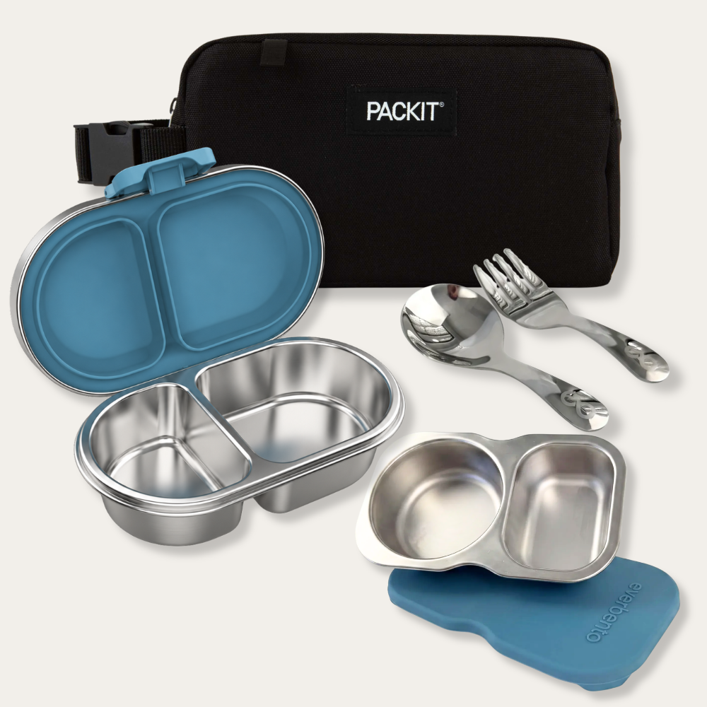 EverBento & PackIt Stainless Steel Snack Bundle - Bluebell/Black