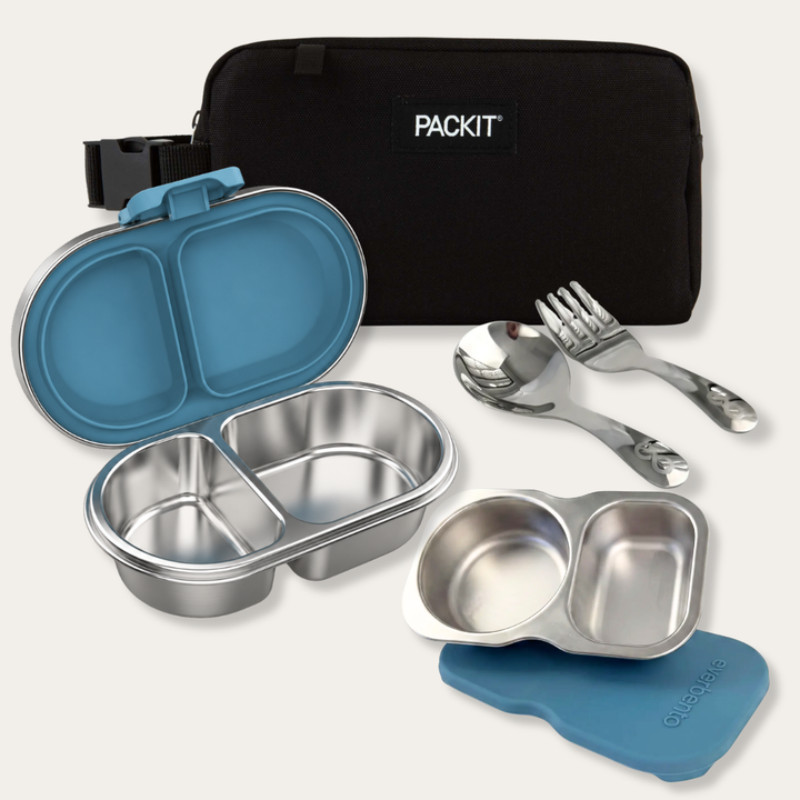 EverBento & PackIt Stainless Steel Snack Bundle - Bluebell/Black