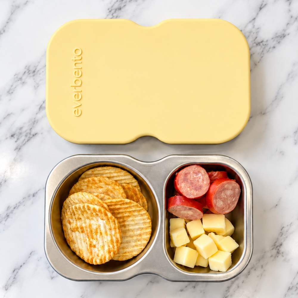 EverBento Stainless Steel & Silicone DipDuo Snack Box - Buttercup Yellow