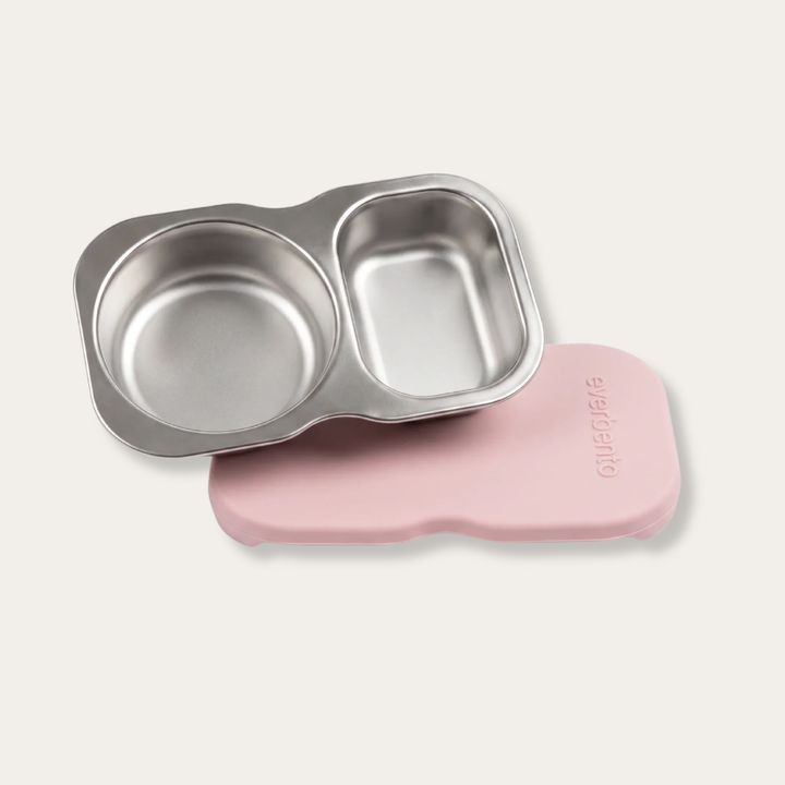 EverBento Stainless Steel DipDuo + Cutlery Bundle - Posie Pink