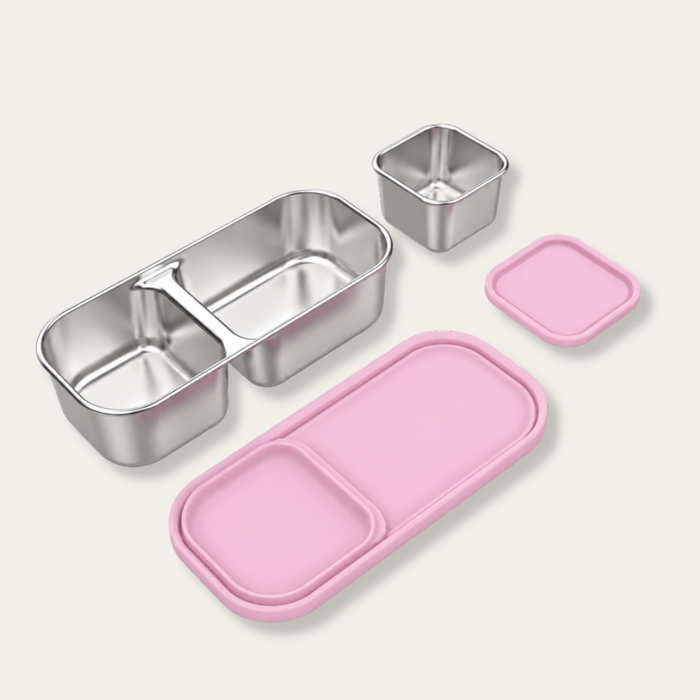 EverBento Stainless Steel & Silicone Dip Pot Set 4pk Bundle - Posie Pink