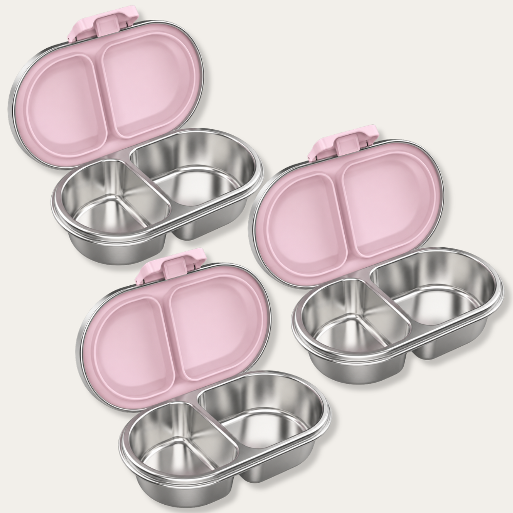 EverBento Stainless Steel & Silicone Snack Box 3pk Bundle - Posie Pink