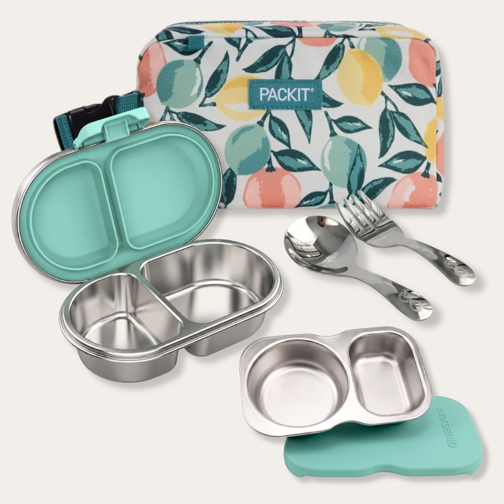 EverBento & PackIt Stainless Steel Snack Bundle - River/Citrus Orchid