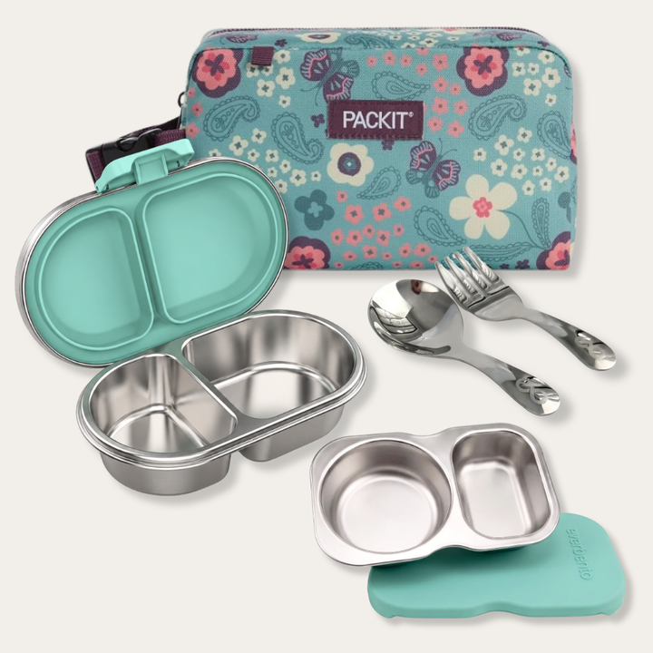 EverBento & PackIt Stainless Steel Snack Bundle - River/Butterfly Paisley