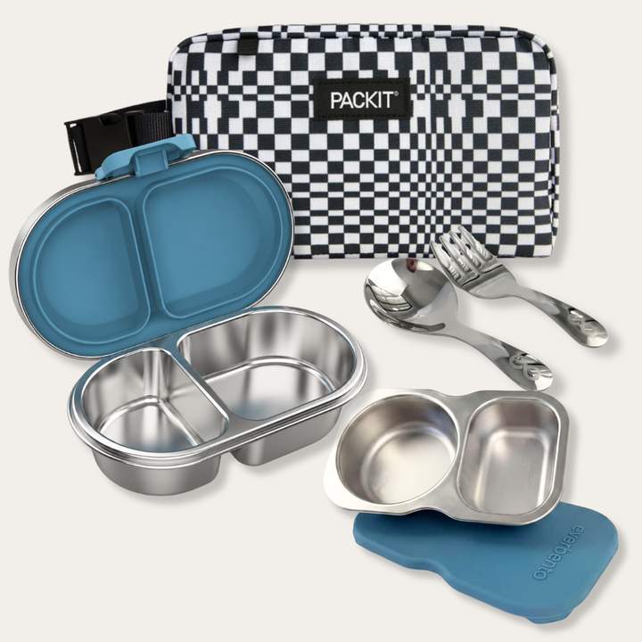 EverBento & PackIt Stainless Steel Snack Bundle - Bluebell/Checked Out