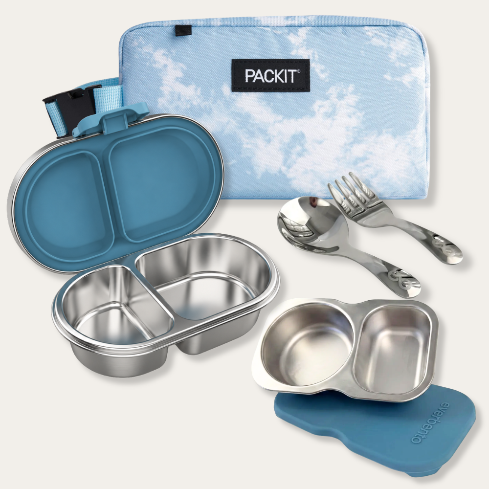 EverBento & PackIt Stainless Steel Snack Bundle - Bluebell/Blue Sky