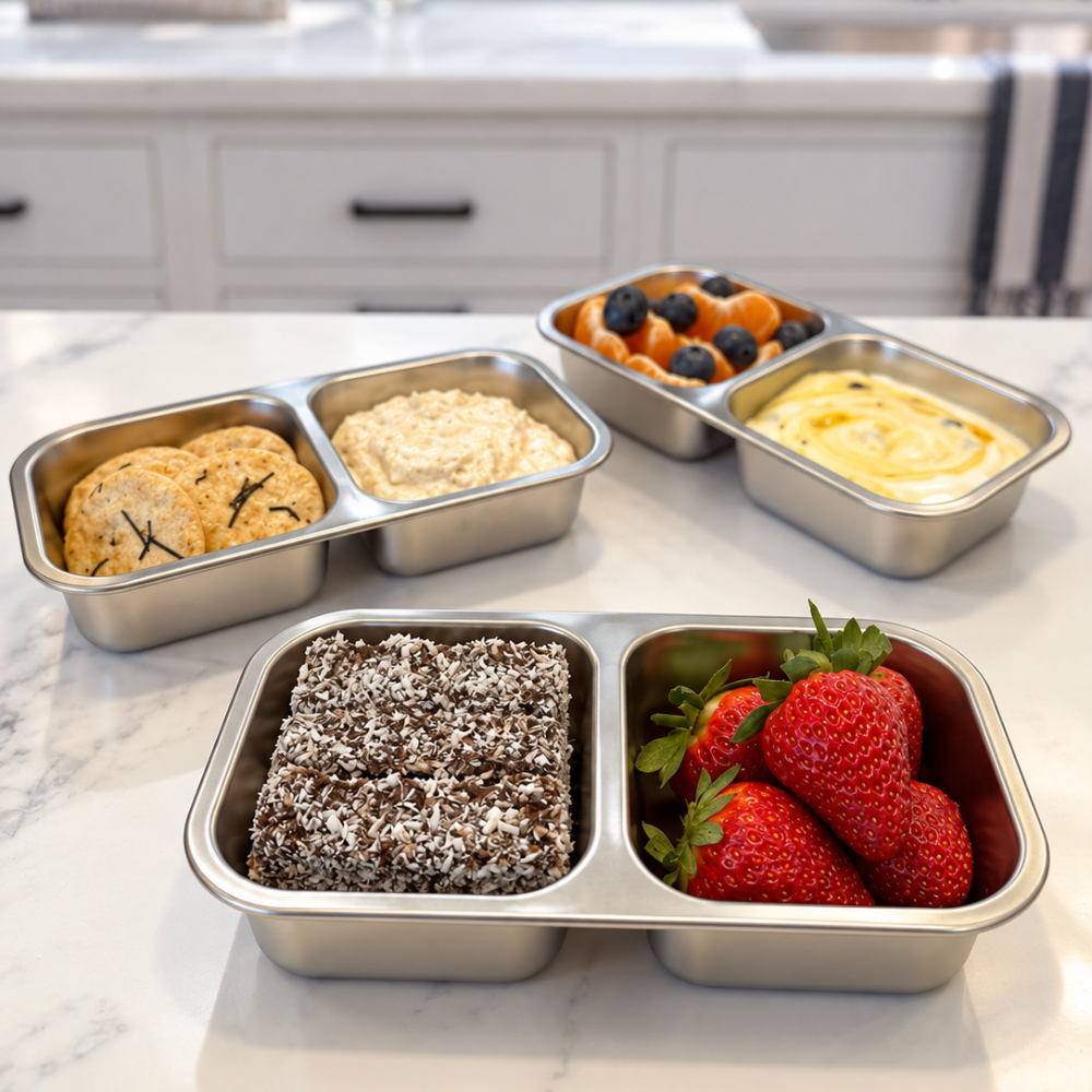 COMING SOON - EverBento Stainless Steel & Silicone Snack Duo - Bluebell Blue
