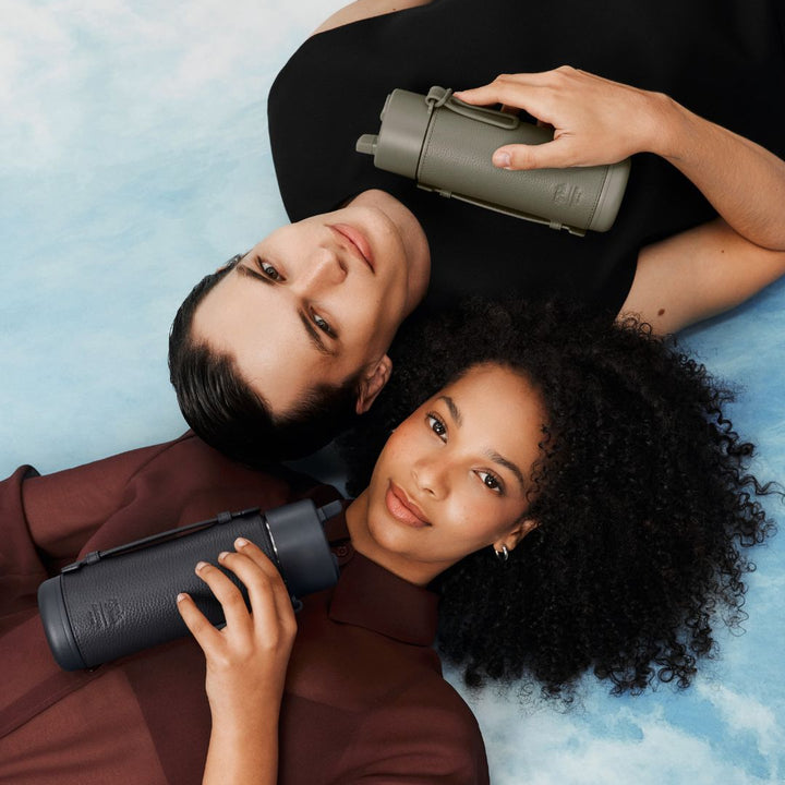 Frank Green X Oroton Insulated Drink Bottle 595ml With Leather Sleeve - Night Sky