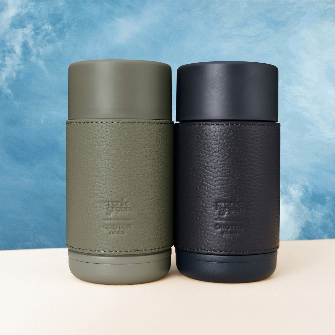 Frank Green X Oroton Reusable Cup 12oz With Leather Sleeve - Grey Goose
