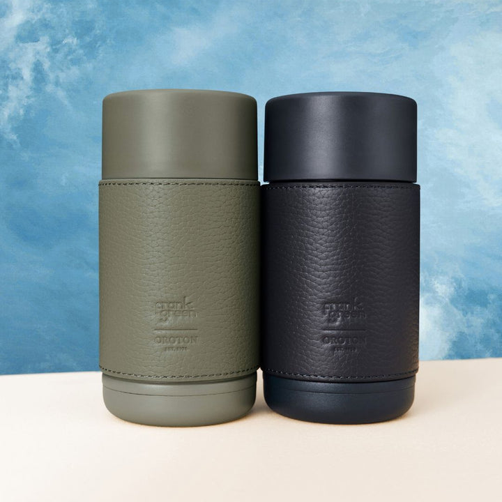 Frank Green X Oroton Reusable Cup 12oz With Leather Sleeve - Grey Goose