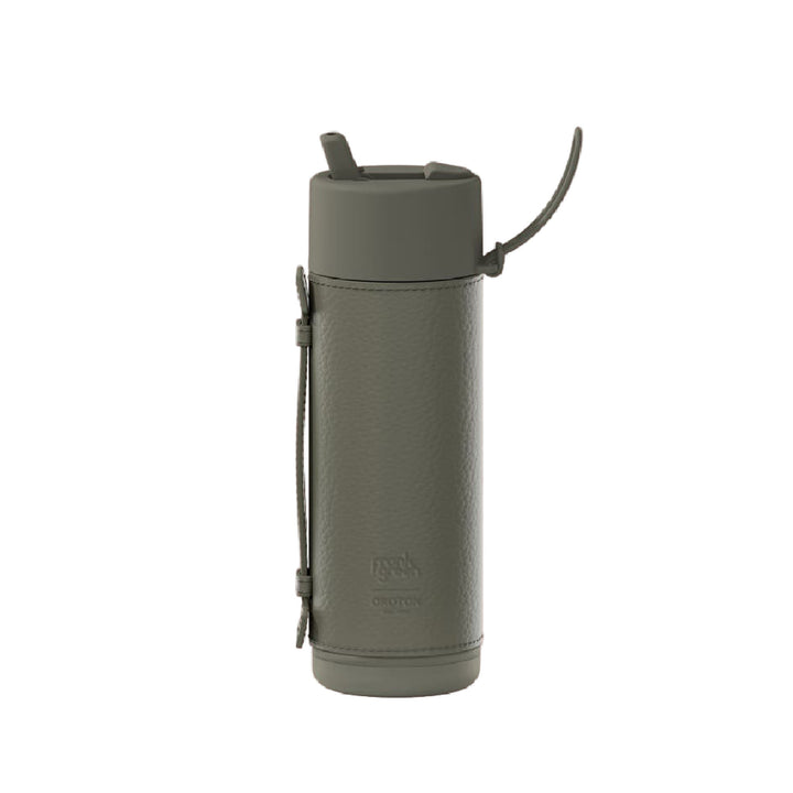 Frank Green X Oroton Insulated Drink Bottle 595ml With Leather Sleeve - Grey Goose