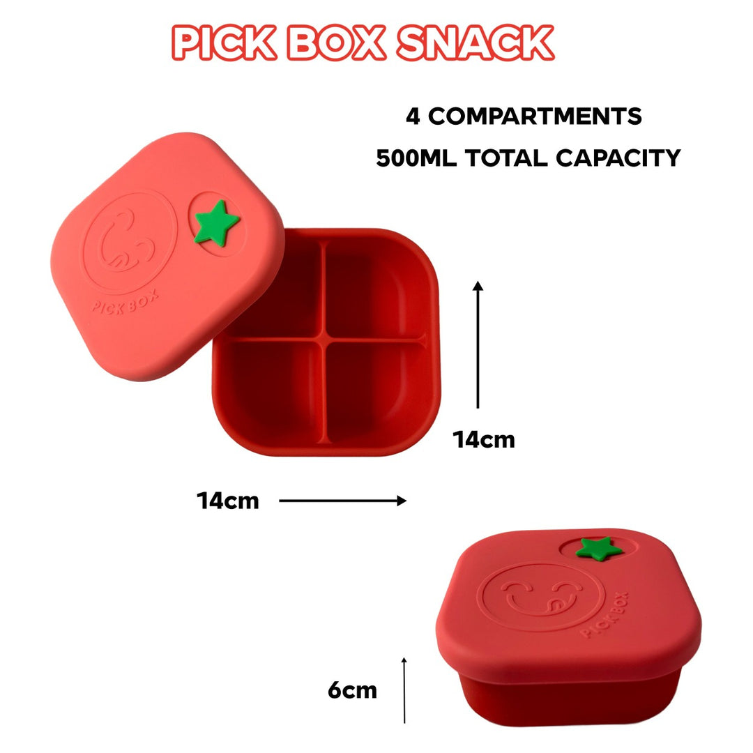 Pick Plates Silicone Snack Box - Red