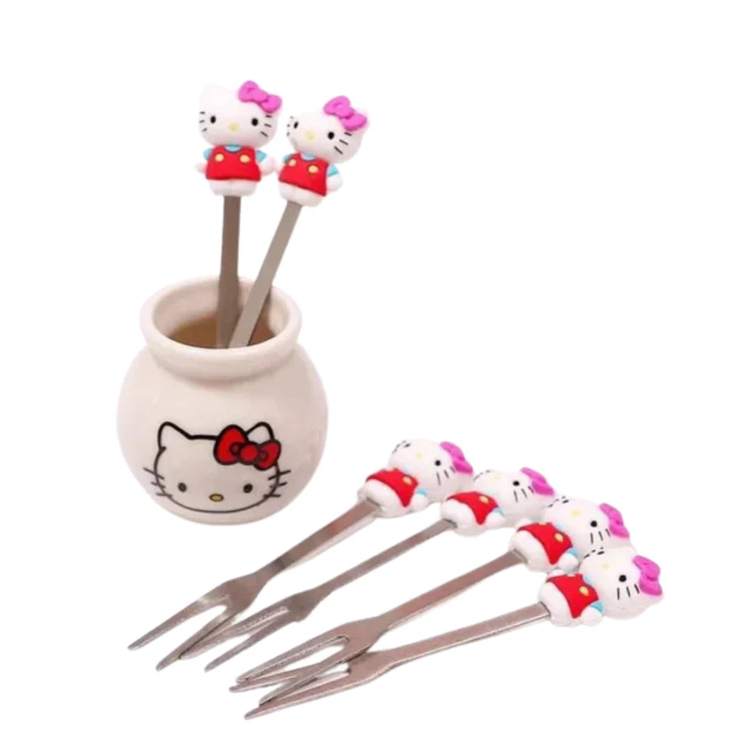 Mini Food Pick Forks - Hello Kitty