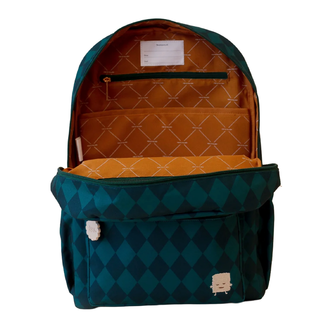 Fox & Fallow Large Insulated Lunch Bag + Backpack Bundle - Forest Diamonds