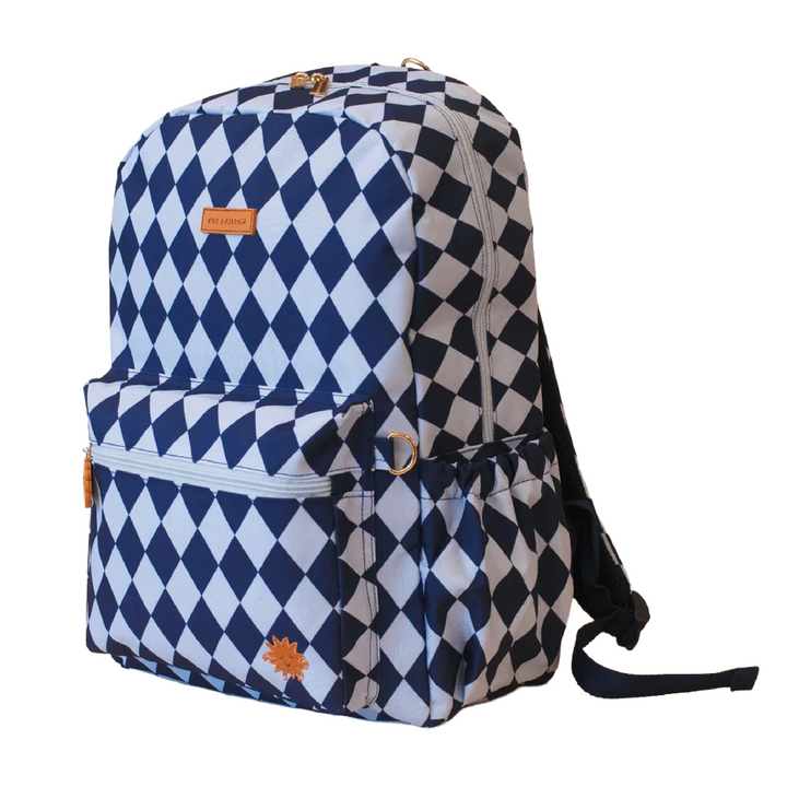 Fox & Fallow Large Insulated Lunch Bag + Backpack Bundle - Navy Diamonds