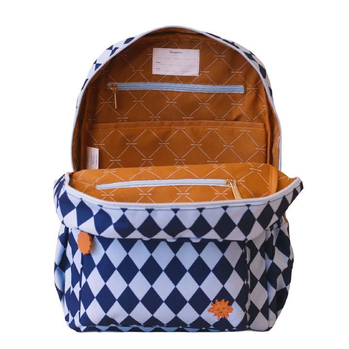 Fox & Fallow Large Insulated Lunch Bag + Backpack Bundle - Navy Diamonds