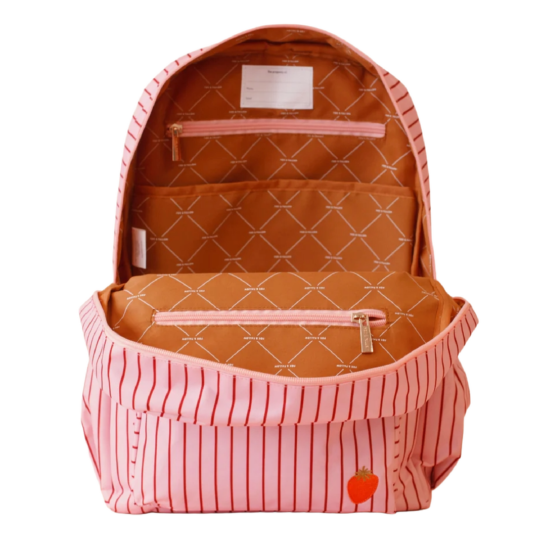 Fox & Fallow Large Insulated Lunch Bag + Backpack Bundle - Strawberry Stripe
