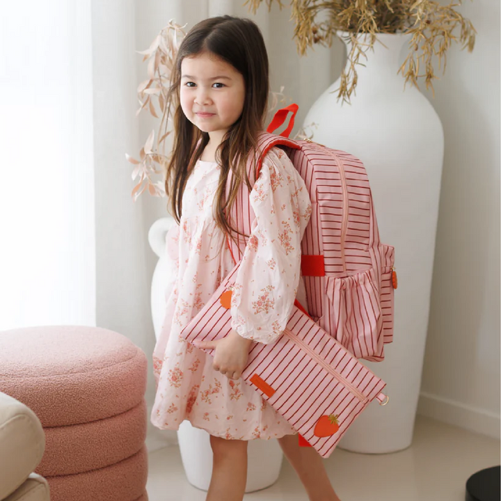 Fox & Fallow Large Insulated Lunch Bag + Backpack Bundle - Strawberry Stripe