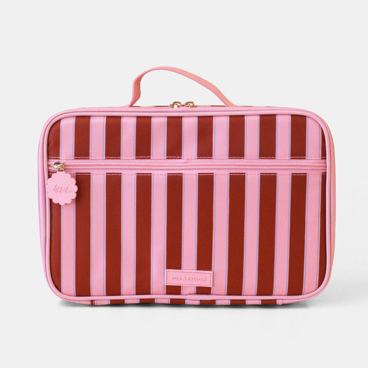 Fox & Fallow Large Insulated Lunch Bag - Burgundy Stripe