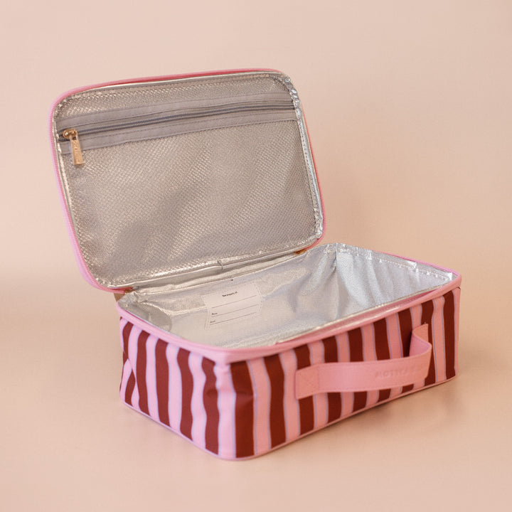 Fox & Fallow Large Insulated Lunch Bag - Burgundy Stripe