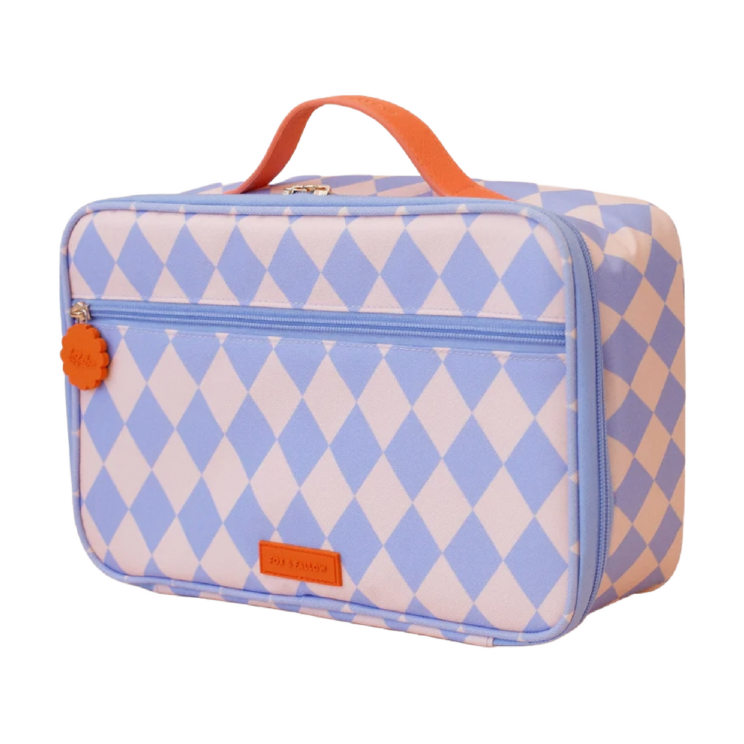 Fox & Fallow Insulated Lunch Bag - LARGE - Blue Diamonds