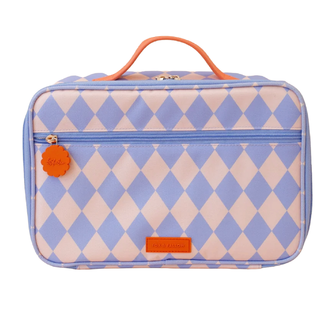Fox & Fallow Insulated Lunch Bag - LARGE - Blue Diamonds