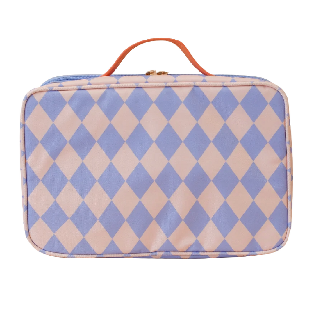 Fox & Fallow Large Insulated Lunch Bag + Backpack Bundle - Blue Diamonds