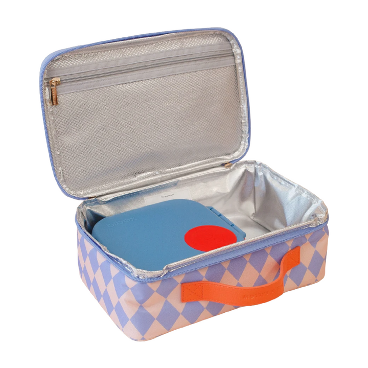 Fox & Fallow Large Insulated Lunch Bag + Backpack Bundle - Blue Diamonds