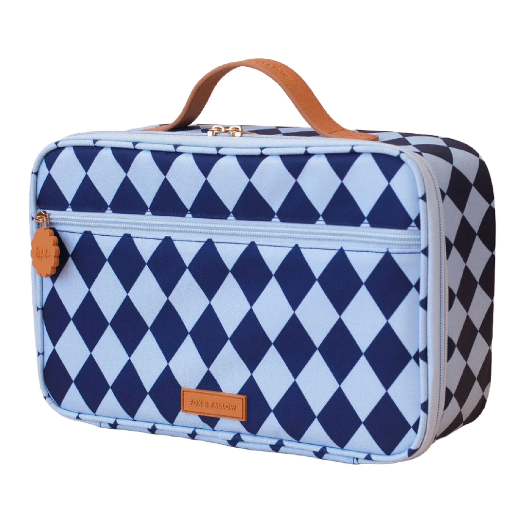 Fox & Fallow Insulated Lunch Bag - LARGE - Navy Diamonds