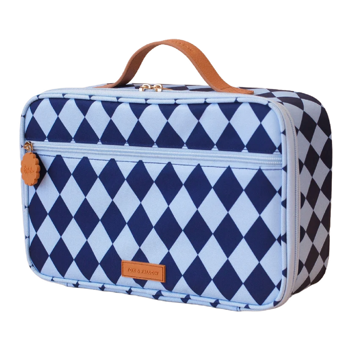 Fox & Fallow Insulated Lunch Bag - LARGE - Navy Diamonds