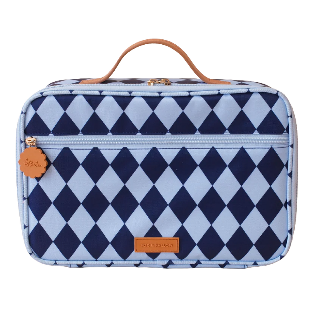 Fox & Fallow Insulated Lunch Bag - LARGE - Navy Diamonds