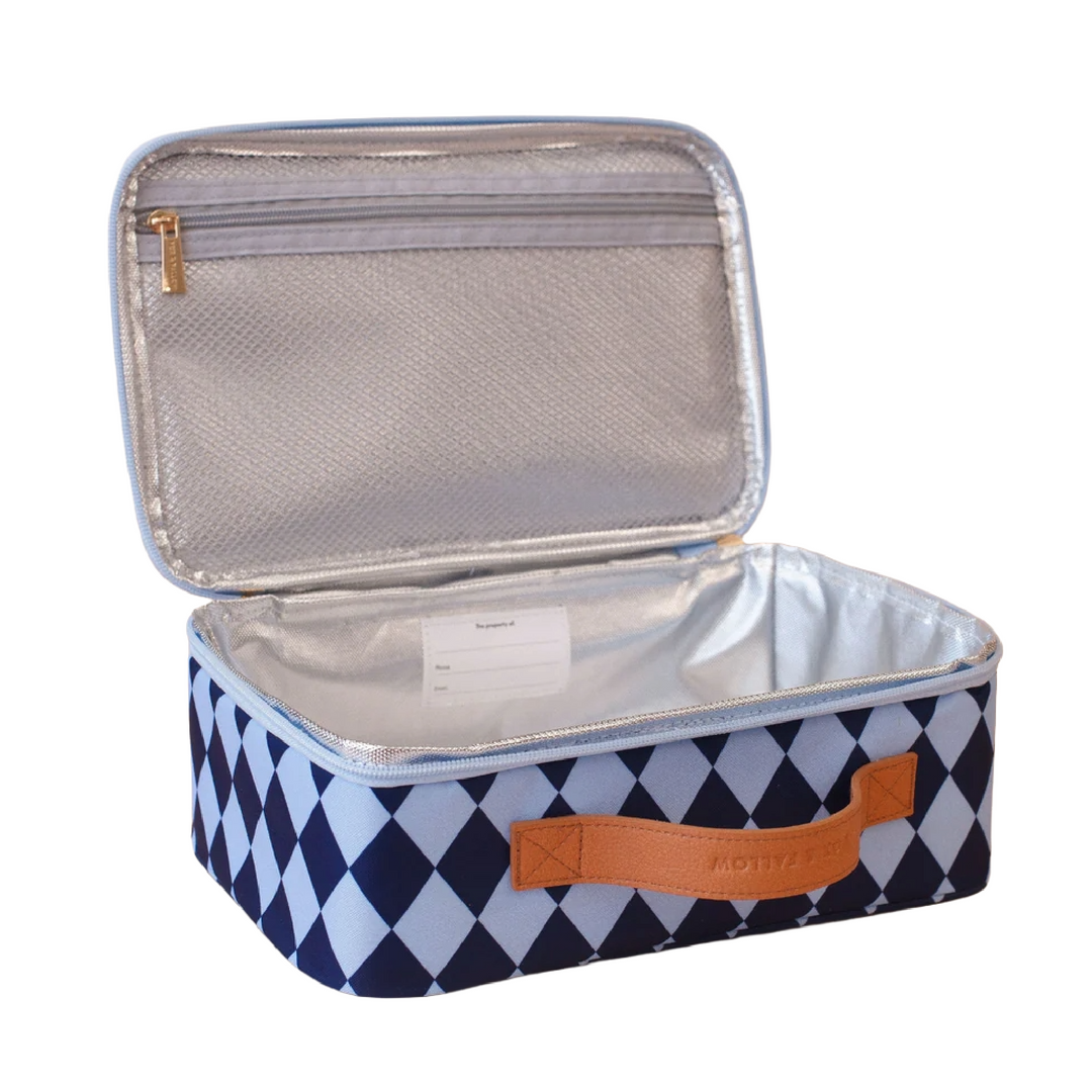 Fox & Fallow Large Insulated Lunch Bag + Backpack Bundle - Navy Diamonds