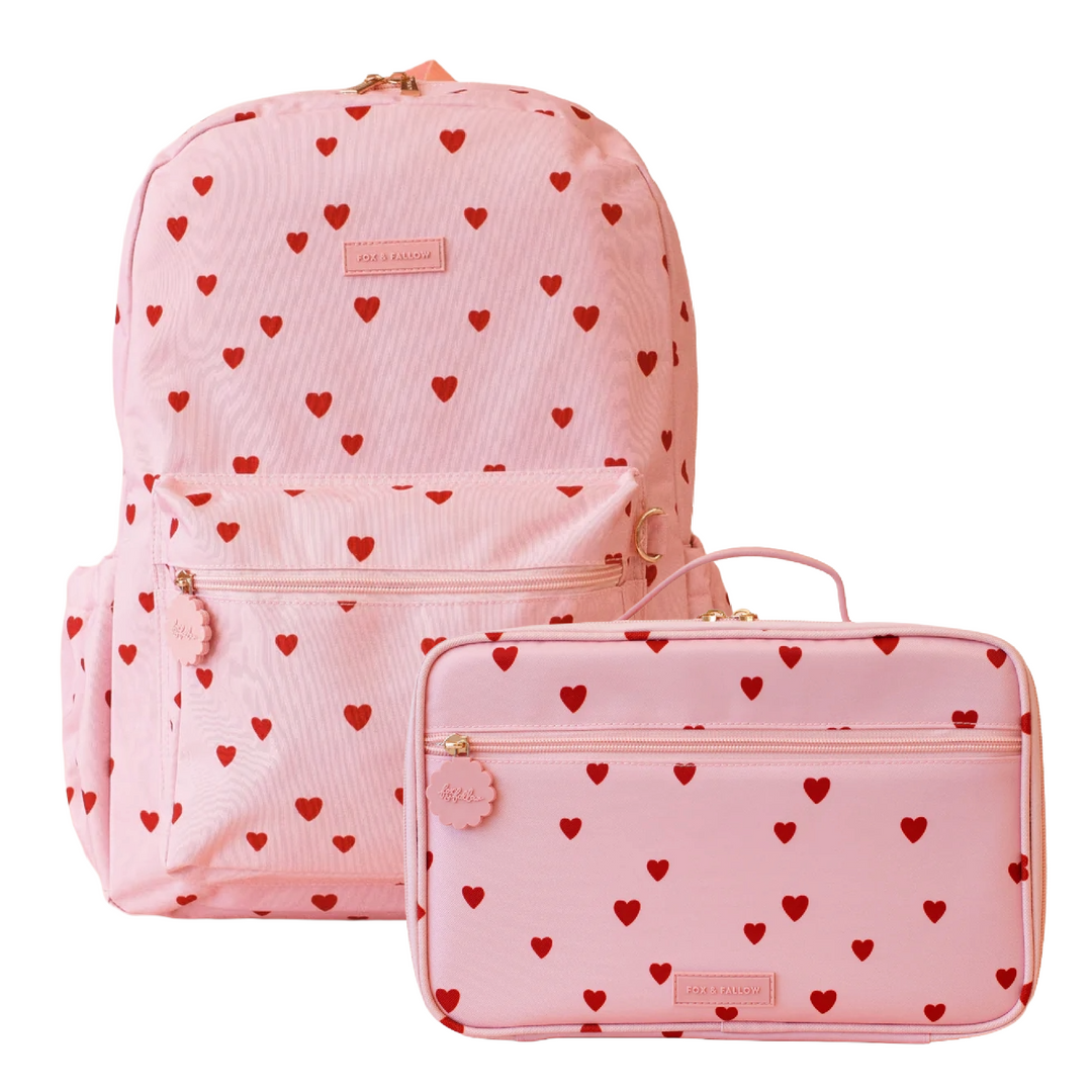 Fox & Fallow Large Insulated Lunch Bag + Backpack Bundle - Little Hearts