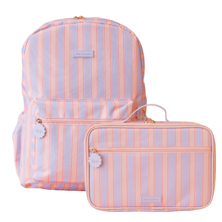 Fox & Fallow Large Insulated Lunch Bag + Backpack Bundle - Powder Stripe