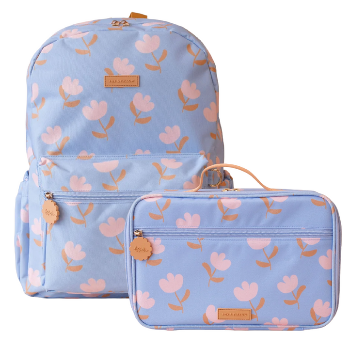 Fox & Fallow Large Insulated Lunch Bag + Backpack Bundle - Tulips