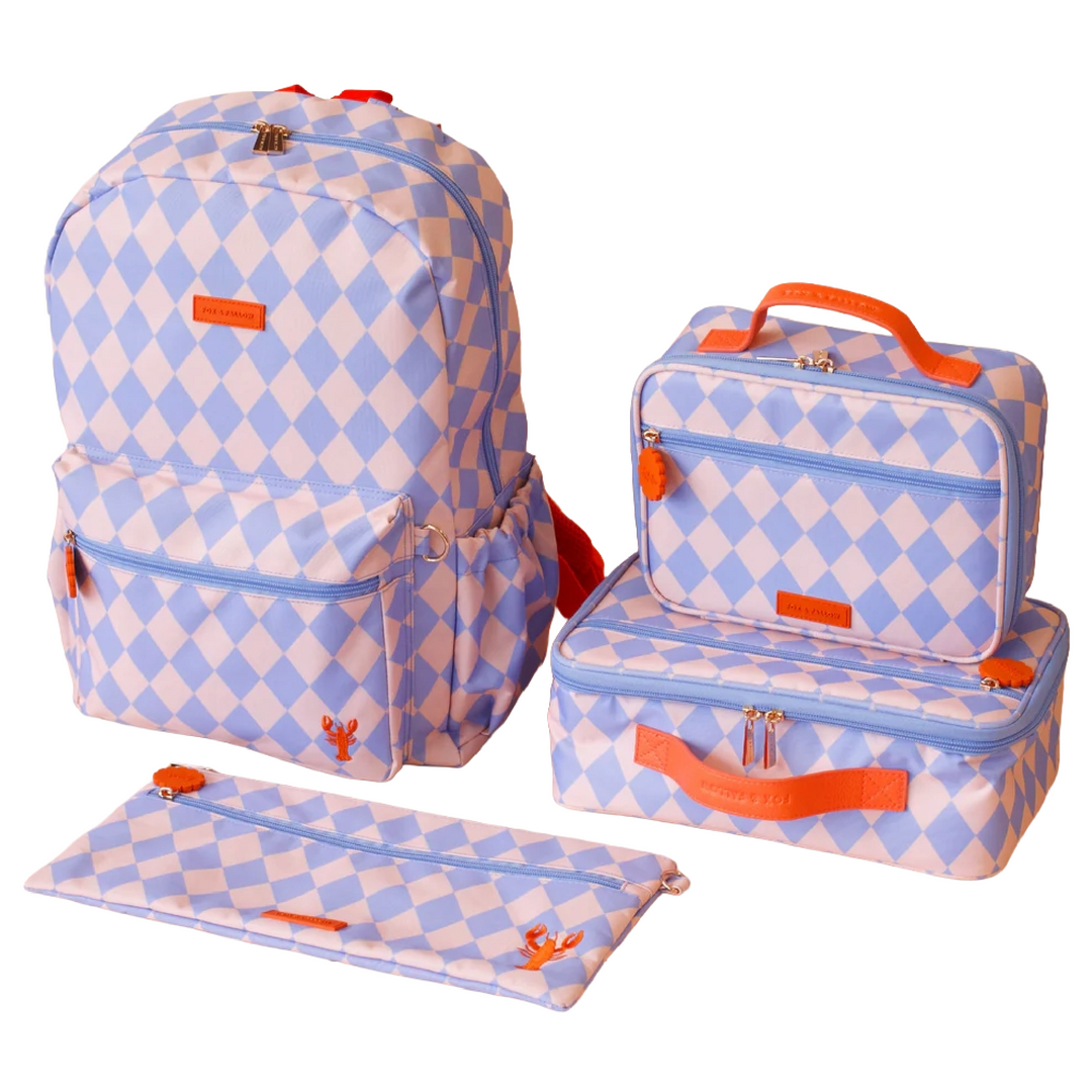 Fox & Fallow Insulated Lunch Bag - MINI - Blue Diamonds
