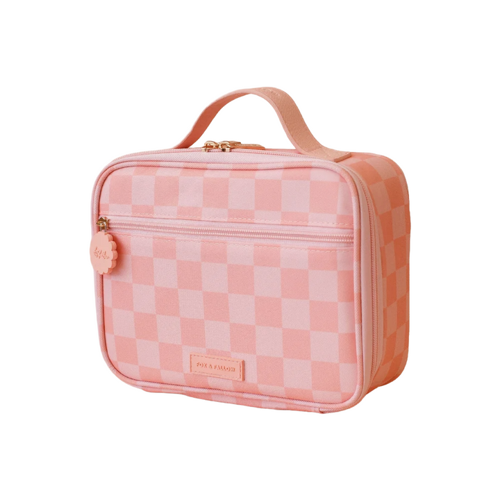 Fox & Fallow Insulated Lunch Bag - MINI - Peach Check