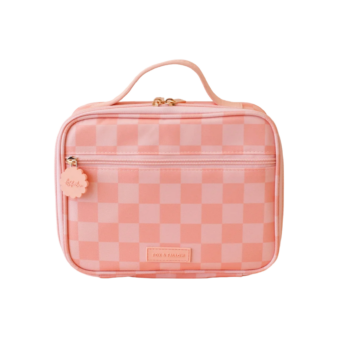 Fox & Fallow Insulated Lunch Bag - MINI - Peach Check