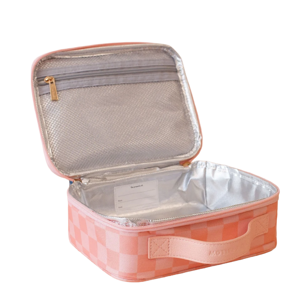 Fox & Fallow Insulated Lunch Bag - MINI - Peach Check