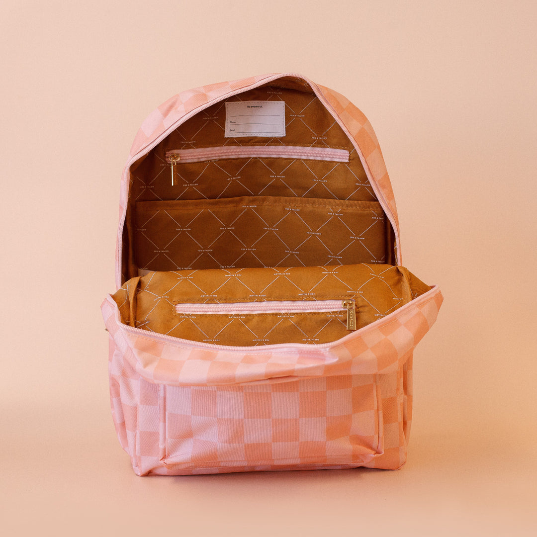 Fox & Fallow Backpack - Peach Check