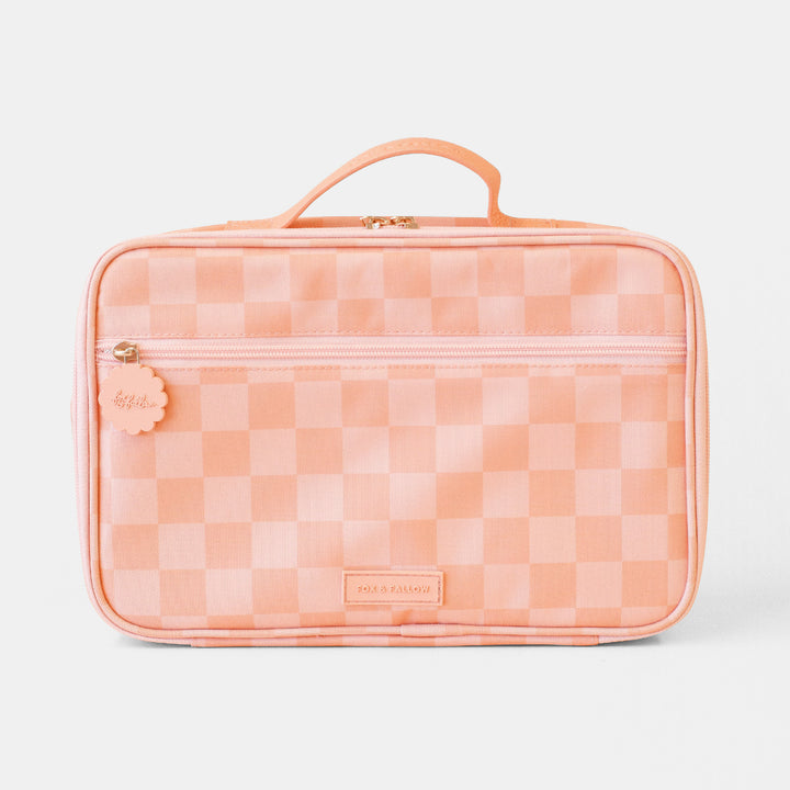 Fox & Fallow Large Insulated Lunch Bag - Peach Check
