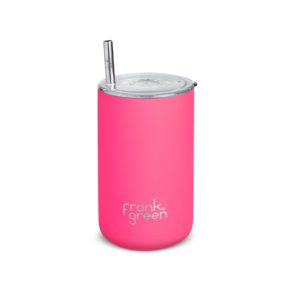 Frank Green Iced Coffee Cup with Straw - Neon Pink