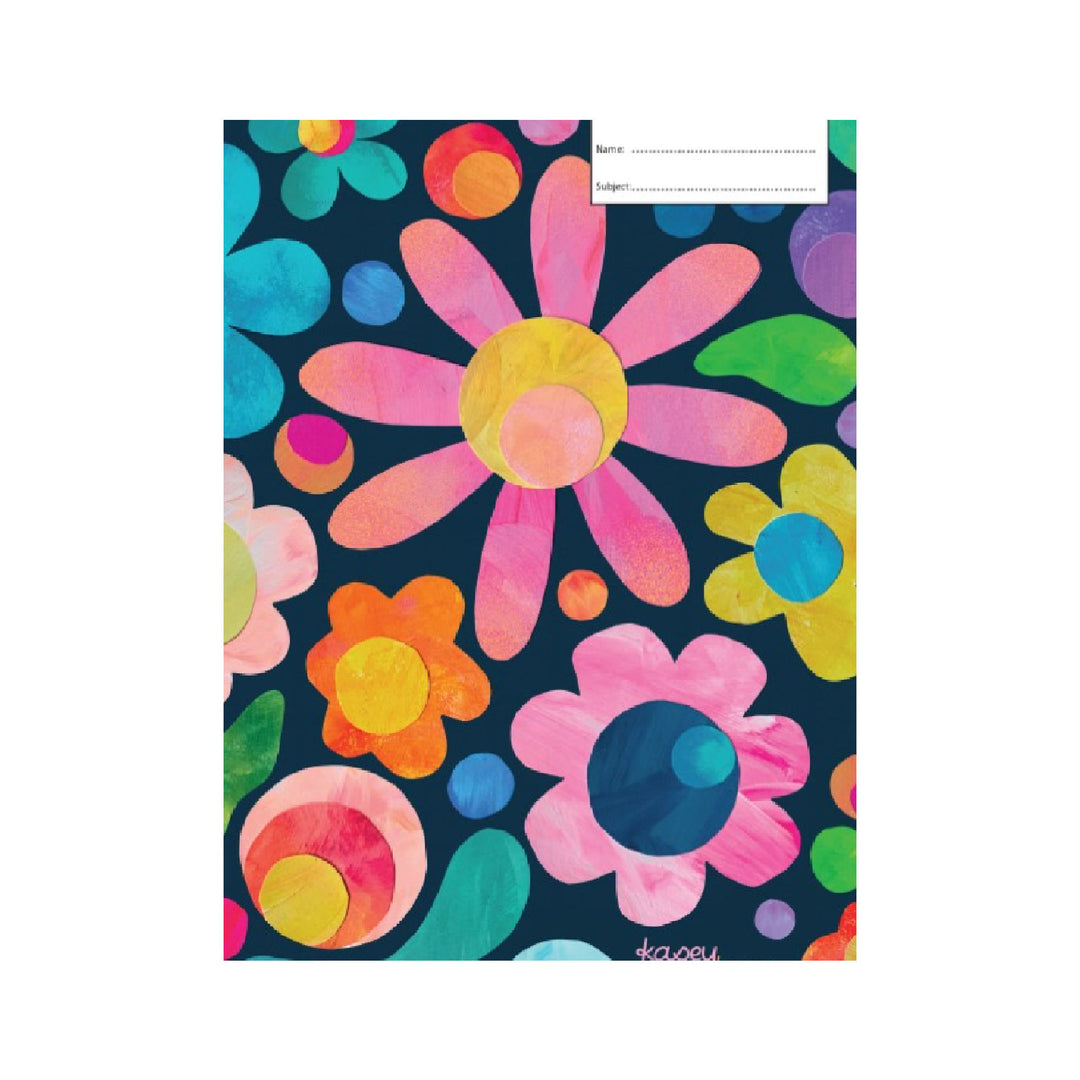 Got It Covered Book Cover A4 - Kasey Rainbow Floral Fields